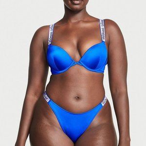 Blue Oar Victoria's Secret Swim Shine Strap Brazilian Bikini Bombshell top